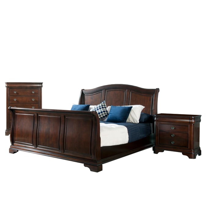 Picket House Conley Cherry Wood 3pc Bedroom Set with Queen Sleigh Bed PKT-CM750QSB3PC