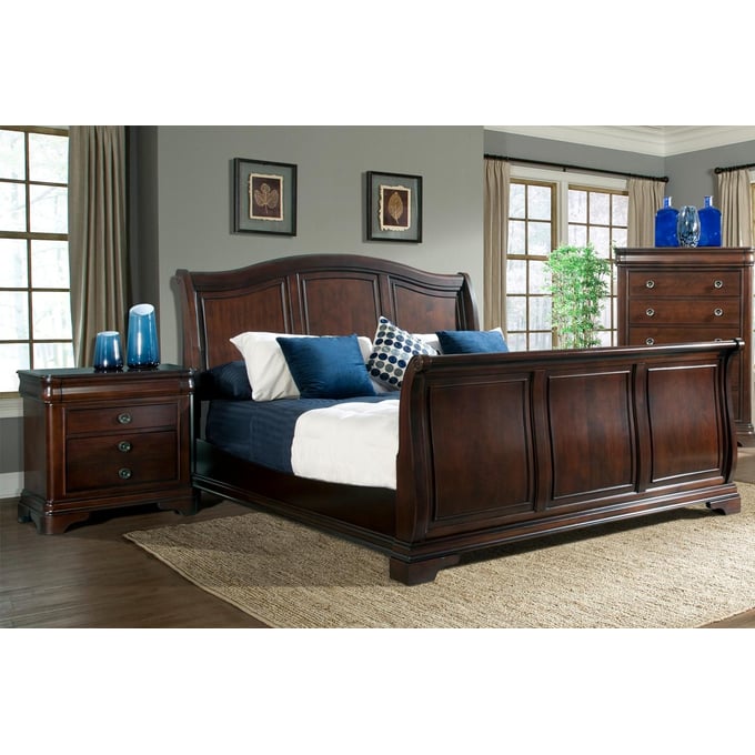 Picket House Conley Cherry Wood 2pc Bedroom Set with King Sleigh Bed PKT-CM750-BR-S4