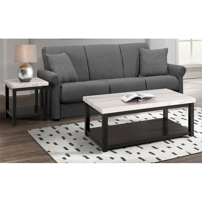 Picket House Evie White Marble 3pc Coffee Table Set PKT-CML100-OCT-S1