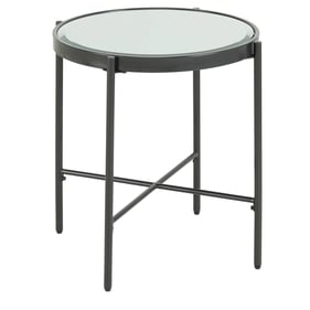 Picket House Carlo Clear Black Round End Table with Glass Top