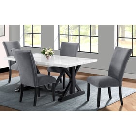 Picket House Stratton White Marble Charcoal 5pc Dining Room Set