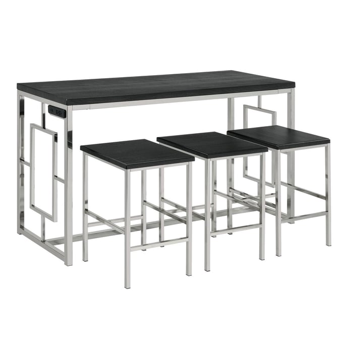 Picket House Harper Cappuccino Chrome Multipurpose Bar Table Set PKT-CTEZ100BTSP