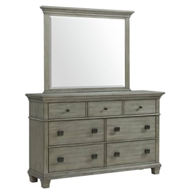 Picket House Clovis Grey 7 Drawers Dresser and Mirror