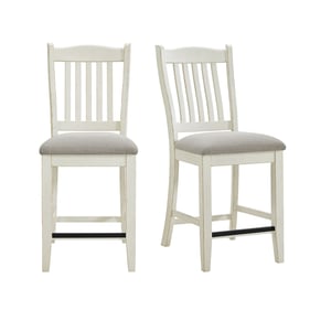 2 Picket House Marlow Antique White Beige Counter Height Chairs