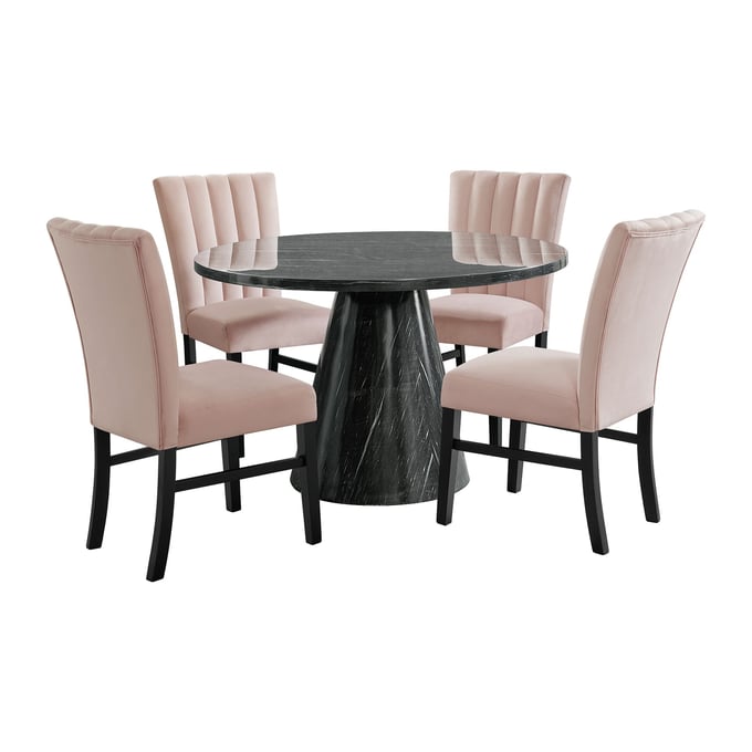 Picket House Odette Grey Pink 5pc Round Dining Set PKT-D-1153-RDTCP-5PC