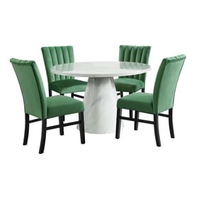 Picket House Odette White Emerald 5pc Round Dining Set