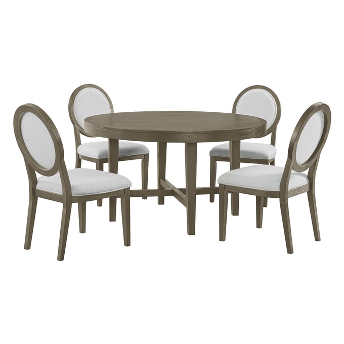 Picket House Armes Grey White Round 5pc Dining Room Set PKT-D-3690-6-RDTSC2-5PC