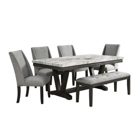 Picket House Eve Charcoal Grey 6pc Dining Room Set with Bench