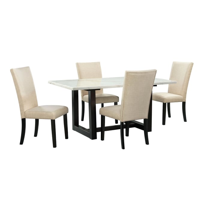 Picket House Florentina White Linen 5pc Dining Room Set PKT-D-5277-DT-5PC