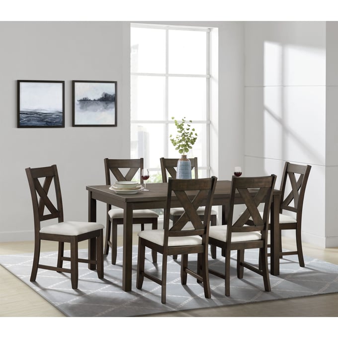 Picket House Brooke White Grey 7pc Dining Set PKT-D-530-D7PC