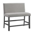 Picket House Furnishings Hester Counter Bench with Upholstered Back and Grey Fabric in Grey