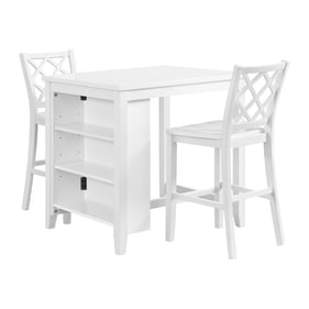 Picket House Conaughey White 3pc Storage Counter Height Set