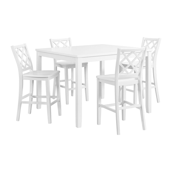 Picket House Conaughey White 5pc Counter Height Set PKT-D-9340-7-SCT-5PC