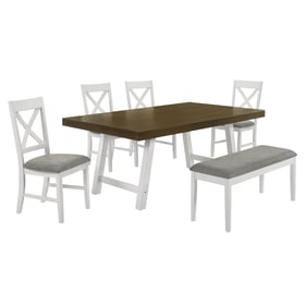 Picket House Leena Oak Antique White Grey 6pc Dining Room Set