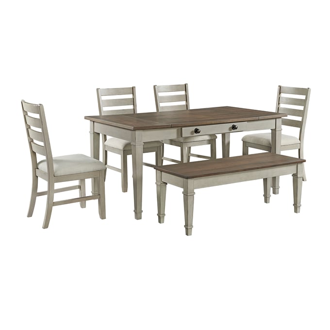 Picket House Bloomfield Brown Washed Stone Beige 6pc Dining Room Set PKT-D-9890-7-6PC