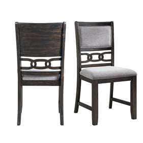 2 Picket House Taylor Walnut Gray Fabric Side Chairs