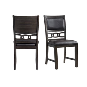 2 Picket House Taylor Walnut Black Faux Leather Side Chairs