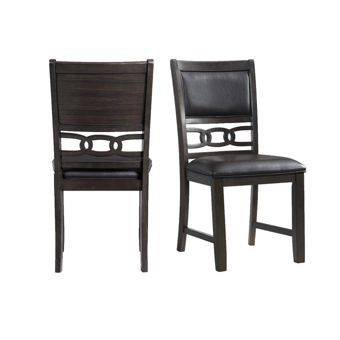 2 Picket House Taylor Walnut Black Faux Leather Side Chairs PKT-DAH505SPC