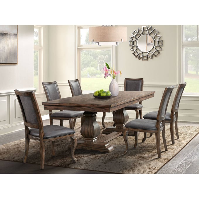 Picket House Hayward Walnut Chocolate 7pc Dining Room Set PKT-DGC5507PC