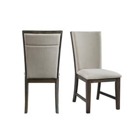 2 Picket House Jasper Walnut Gray Fabric Upholstered Side Chairs