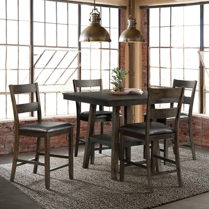 Picket House Reid Dark Walnut 5pc Counter Height Dining Set PKT-DLD5005CS