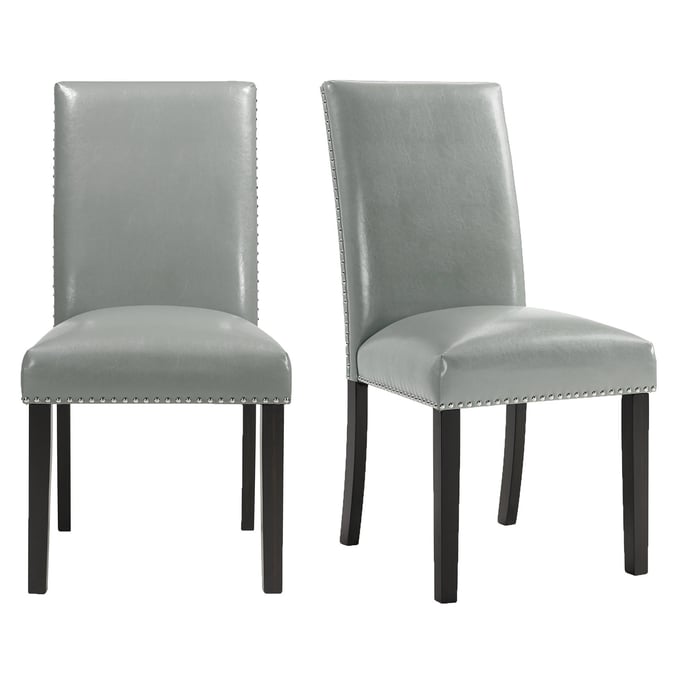 2 Picket House Pia Grey Faux Leather Dining Side Chairs PKT-DMI300SC