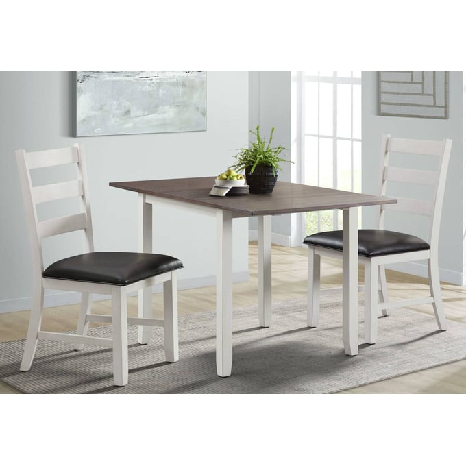 Picket House Tuttle Dark Brown White Drop Leaf 3pc Dining Room Set PKT-DMT7003DLDS