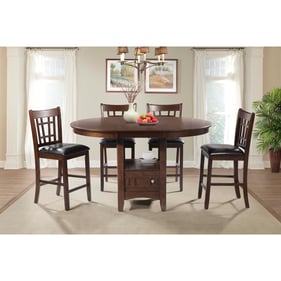 Picket House Sam Cherry Rubberwood Black Faux Leather 5pc Pub Set