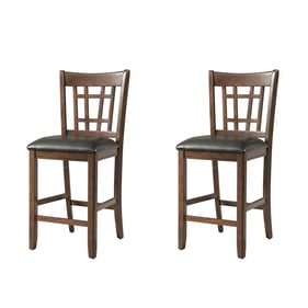 2 Picket House Sam Cherry Rubberwood Black Faux Leather Pub Side Chairs