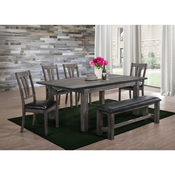 Picket House Grayson Grey Oak 6pc Dining Room Set PKT-DNH100CP6PC