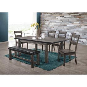 Picket House Grayson Grey Oak 6pc Dining Set with Padded Seat Bench