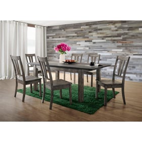 Picket House Grayson Grey Oak 7pc Dining Set with Wooden Seat Chair