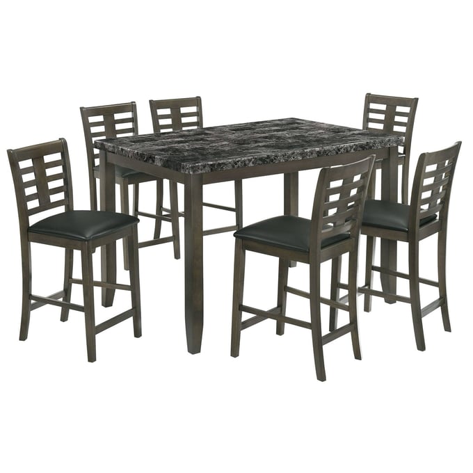 Picket House Nixon Dark Brown Grey 7pc Counter Height Set PKT-DNS3007CS