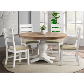 Picket House Barrett Natural White Round 5pc Dining Room Set