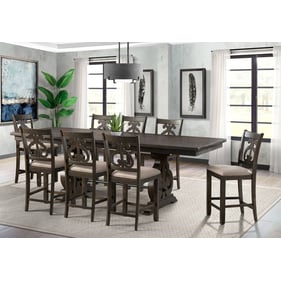 Picket House Stanford Smokey Walnut 9pc Counter Height Set with Swirl Back ...