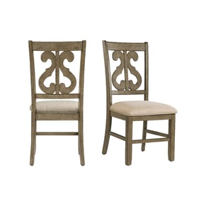 2 Picket House Stanford Taupe Grey Wooden Swirl Back Side Chairs