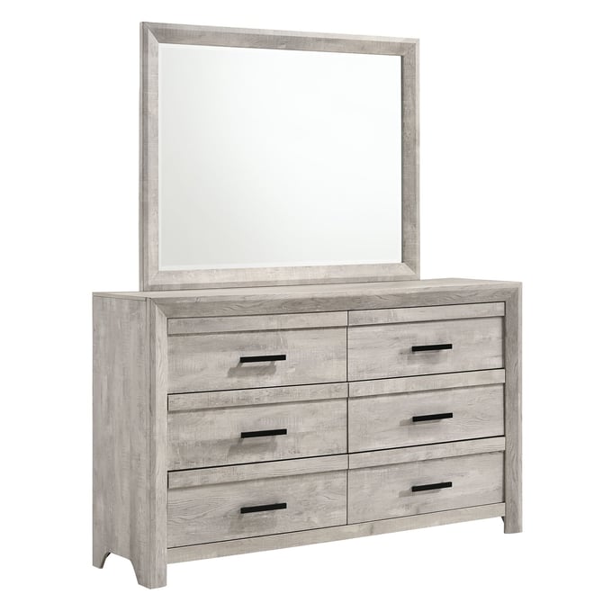 Picket House Keely White Wood Dresser and Mirror PKT-EL700DRMR