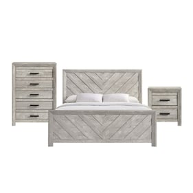 Picket House Keely White 3pc Bedroom Set with King Panel Bed