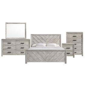 Picket House Keely White 5pc Bedroom Set with King Panel Bed