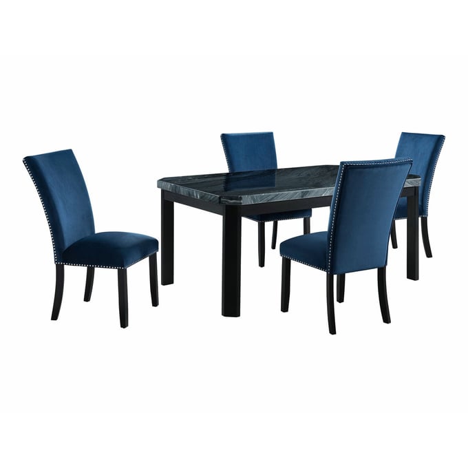 Picket House Celine Grey Blue Velvet 5pc Dining Set PKT-CFC300GBV5PC