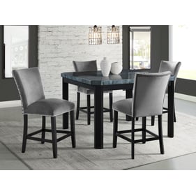 Picket House Celine Chic Grey Velvet 5pc Counter Height Dining Set