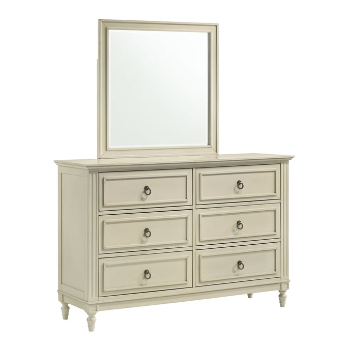 Picket House Gia White 6 Drawer Dresser and Mirror PKT-GI700DRMR