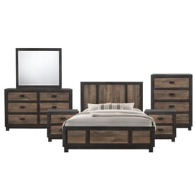 Picket House Harrison Walnut 6pc Bedroom Set with King Panel Bed