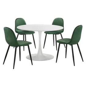 Picket House Isla White Emerald Velvet 5pc Dining Set