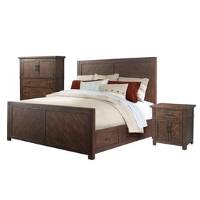 Picket House Dex Walnut Wood 3pc Bedroom Set with King Drawer Bed