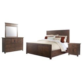 Picket House Dex Walnut Wood 4pc Bedroom Set with King Drawer Bed