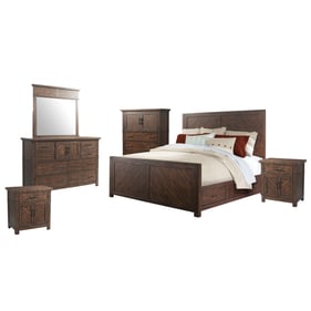 Picket House Dex Walnut Wood 6pc Bedroom Sets with King Drawer Bed