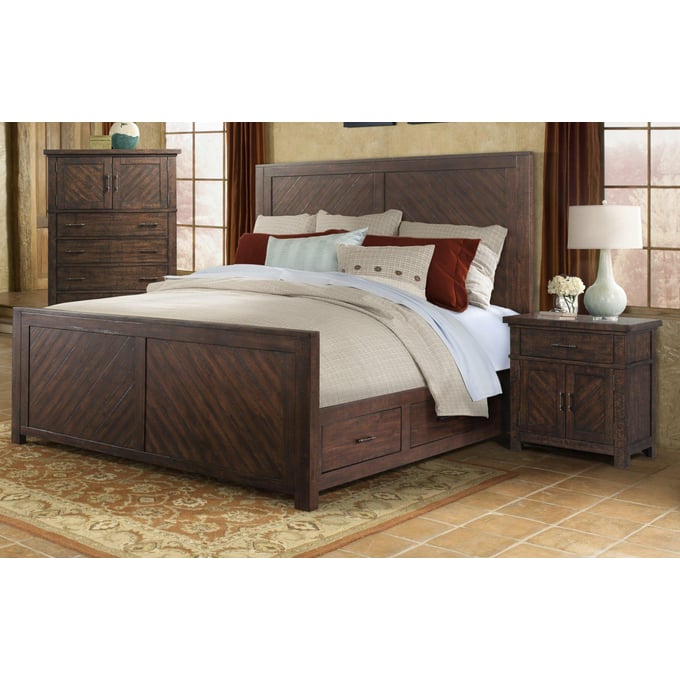 Picket House Dex Walnut Wood 2pc Bedroom Set with King Drawer Bed PKT-JX600-BR-S2