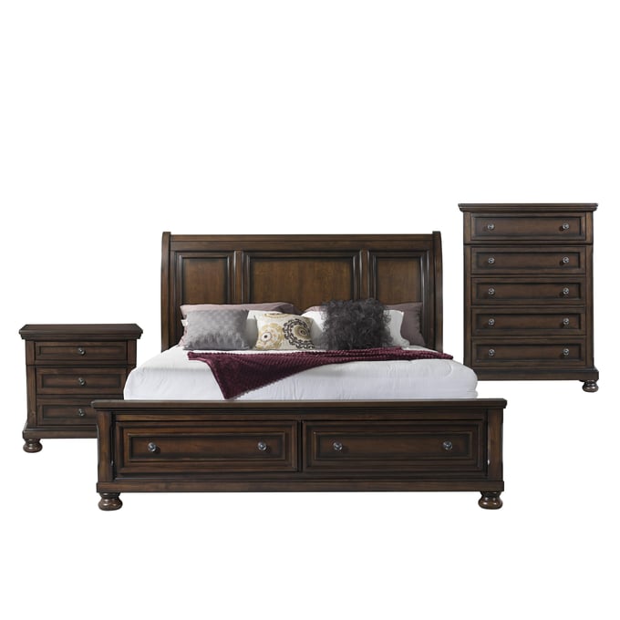 Picket House Kingsley Walnut 3pc Bedroom Set with Storage King Bed PKT-KT600KB3PC