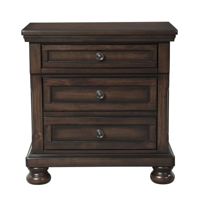 Picket House Kingsley Walnut 3 Drawers Night Stand With USB PKT-KT600NS